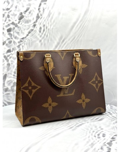 (LIKE NEW) LOUIS VUITTON ON THE GO MM BAG IN BROWN MONOGRAM & MONOGRAM REVERSE CANVAS