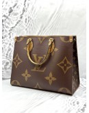 (LIKE NEW) LOUIS VUITTON ON THE GO MM BAG IN BROWN MONOGRAM & MONOGRAM REVERSE CANVAS