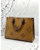 (LIKE NEW) LOUIS VUITTON ON THE GO MM BAG IN BROWN MONOGRAM & MONOGRAM REVERSE CANVAS