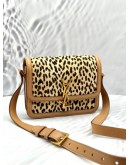 YSL SAINT LAURENT CALFSKIN LEATHER WITH LEOPARD HAIR PRINT SMALL SOLFERINO CROSSBODY BAG 