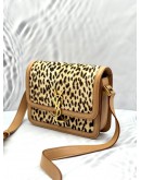 YSL SAINT LAURENT CALFSKIN LEATHER WITH LEOPARD HAIR PRINT SMALL SOLFERINO CROSSBODY BAG 