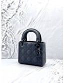 (BRAND NEW) CHRISTIAN DIOR MINI LADY DIOR BAG BLACK ULTRAMATTE CANNAGE LAMBSKIN LEATHER (STILL HAS PROTECTIVE STICKER) 