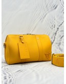 (RAYA SALE) 2023 LOUIS VUITTON CITY KEEPALL CROSSBODY BAG IN YELLOW PEBBLED LEATHER