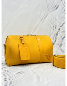 (RAYA SALE) 2023 LOUIS VUITTON CITY KEEPALL CROSSBODY BAG IN YELLOW PEBBLED LEATHER