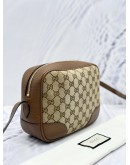 (RAYA SALE) GUCCI BREE MESSENGER CROSSBODY BAG IN BROWN LEATHER & BEIGE GG CANVAS