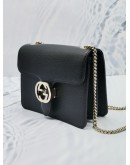 (BRAND NEW) GUCCI DOLLAR BLACK CALFSKIN LEATHER INTERLOCKING GG SHOULDER BAG