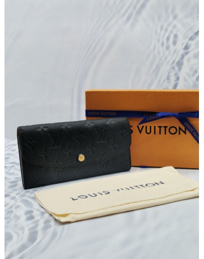 LOUIS VUITTON BLACK MONOGRAM EMPREINTE LEATHER EMILIE LONG WALLET -FULL SET-