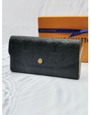 LOUIS VUITTON BLACK MONOGRAM EMPREINTE LEATHER EMILIE LONG WALLET -FULL SET-