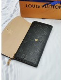 LOUIS VUITTON BLACK MONOGRAM EMPREINTE LEATHER EMILIE LONG WALLET -FULL SET-