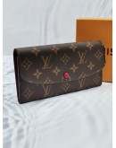 LOUIS VUITTON FUCHSIA / BROWN MONOGRAM CANVAS EMILIE LONG WALLET-FULL SET-