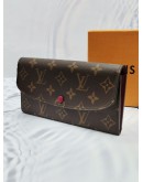 LOUIS VUITTON FUCHSIA / BROWN MONOGRAM CANVAS EMILIE LONG WALLET-FULL SET-