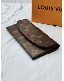 LOUIS VUITTON FUCHSIA / BROWN MONOGRAM CANVAS EMILIE LONG WALLET-FULL SET-