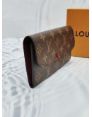 LOUIS VUITTON FUCHSIA / BROWN MONOGRAM CANVAS EMILIE LONG WALLET-FULL SET-