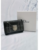 CHRISTIAN DIOR DIORAMA MICRO TRIFOLD WALLET IN GREY METALIC CANNAGE LEATHER