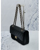 (BRAND NEW) 2022 MICROCHIP CHANEL CLASSIC MEDIUM DOUBLE FLAP GOLD CHAIN BAG IN BLACK CAVIAR LEATHER -FULL SET-