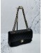 (BRAND NEW) 2022 MICROCHIP CHANEL CLASSIC MEDIUM DOUBLE FLAP GOLD CHAIN BAG IN BLACK CAVIAR LEATHER -FULL SET-