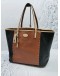 COACH METRO COLORBLOCK LEATHER STUDDED LARGE TOTE SHOULDER BAG
