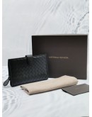 BOTTEGA VENETA INTRECCIATO FRAMED WOVEN EBANO WALLET IN BLACK -FULL SET- 