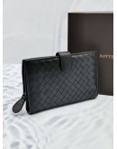 BOTTEGA VENETA INTRECCIATO FRAMED WOVEN EBANO WALLET IN BLACK -FULL SET- 