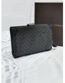 BOTTEGA VENETA INTRECCIATO FRAMED WOVEN EBANO WALLET IN BLACK -FULL SET- 