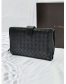 BOTTEGA VENETA INTRECCIATO FRAMED WOVEN EBANO WALLET IN BLACK -FULL SET- 