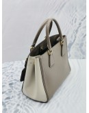 PRADA BN2608 SMALL GREY AND OFF WHITE SAFFIANO LUX LEATHER BICOLOR HANDLE BAG WITH ADJUSTABLE STRAP