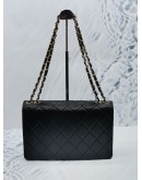 CHANEL GOLDEN CLASS MEDIUM FLAP GOLD CHAIN BAG WITH BLACK QUILTED LAMBSKIN LEATHER