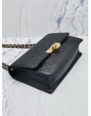 CHANEL GOLDEN CLASS MEDIUM FLAP GOLD CHAIN BAG WITH BLACK QUILTED LAMBSKIN LEATHER