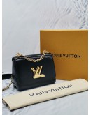 (LIKE NEW) LOUIS VUITTON TWIST PM FLAP SHOULDER BAG IN GOLD HARDWARE WITH BLACK EPI LEATHER AND PATENT LEATHER -FULL SET-
