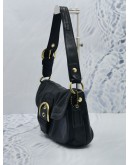 COACH 1941 BLACK LAMBSKIN LEATHER FLAP SHOULDER BAG WITH GOLD HARDWARE