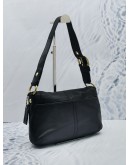 COACH 1941 BLACK LAMBSKIN LEATHER FLAP SHOULDER BAG WITH GOLD HARDWARE