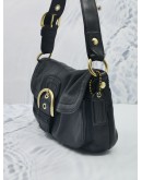 COACH 1941 BLACK LAMBSKIN LEATHER FLAP SHOULDER BAG WITH GOLD HARDWARE