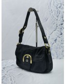 COACH 1941 BLACK LAMBSKIN LEATHER FLAP SHOULDER BAG WITH GOLD HARDWARE