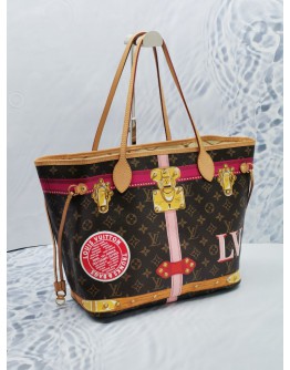 (LIKE NEW) LOUIS VUITTON NEVERFULL MM LIMITED EDITION SUMMER TRUNK PRINT IN MONOGRAM CANVAS 