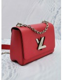 (LIKE NEW) LOUIS VUITTON TWIST MM RED EPI LEATHER SILVER CHAIN CROSSBODY BAG