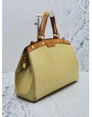 LOUIS VUITTON BREA MM HANDLE BAG YELLOW MONOGRAM VERNIS LEATHER WITH BROWN LEATHER TRIM