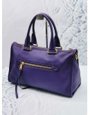 PRADA BL0805 HANDLE BAG VIOLA VITELLO DAINO SOFT LEATHER WITH ZIPPED AND LEATHER STRAP