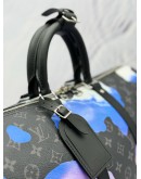 (LIKE NEW) 2023 LOUIS VUITTON KEEPALL BANDOULIERE 45 LIMITED EDITION IN BLACK SUNRISE MONOGRAM ECLIPSE CANVAS & COWHIDE LEATHER 
