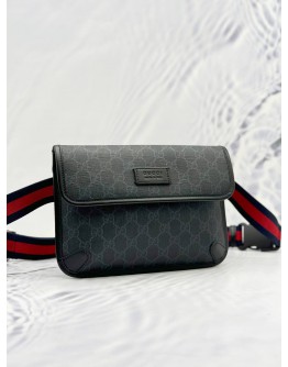 GUCCI BELT BAG IN BLACK GG SUPREME CANVAS