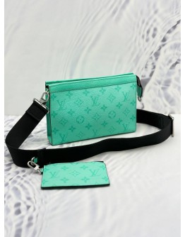 2023 LOUIS VUITTON GASTON WEARABLE WALLET IN MIAMI GREEN MONOGRAM CANVAS & TAIGARAMA LEATHER