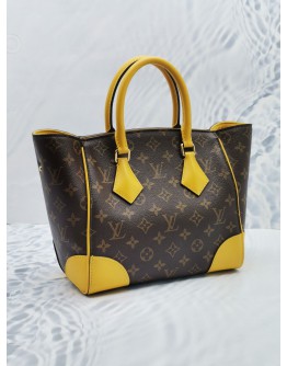 LOUIS VUITTON PHENIX TOTE HANDLE BAG BROWN MONOGRAM CANVAS WITH YELLOW LEATHER