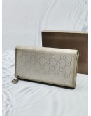 GUCCI METALLIC GG IMPRIME AND LEATHER INTERLOCKING G CONTINENTAL LONG WALLET 