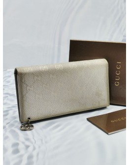 GUCCI METALLIC GG IMPRIME AND LEATHER INTERLOCKING G CONTINENTAL LONG WALLET 
