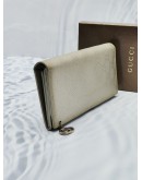 GUCCI METALLIC GG IMPRIME AND LEATHER INTERLOCKING G CONTINENTAL LONG WALLET 