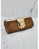 MICHAEL KORS SANTORINI NATURAL RATTAN / WICKER CLUTCH IN BROWN 