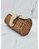 MICHAEL KORS SANTORINI NATURAL RATTAN / WICKER CLUTCH IN BROWN 