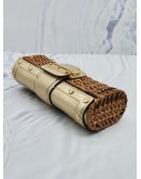 MICHAEL KORS SANTORINI NATURAL RATTAN / WICKER CLUTCH IN BROWN 