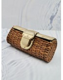 MICHAEL KORS SANTORINI NATURAL RATTAN / WICKER CLUTCH IN BROWN 