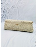 PRADA OFF WHITE GAUFRE LEATHER EAST-WEST FRAME CLUTCH