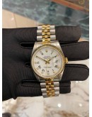 ROLEX DATEJUST 36 REF 16233 DIAMOND HALF 18K 750 YELLOW GOLD 36MM AUTOMATIC UNISEX WATCH